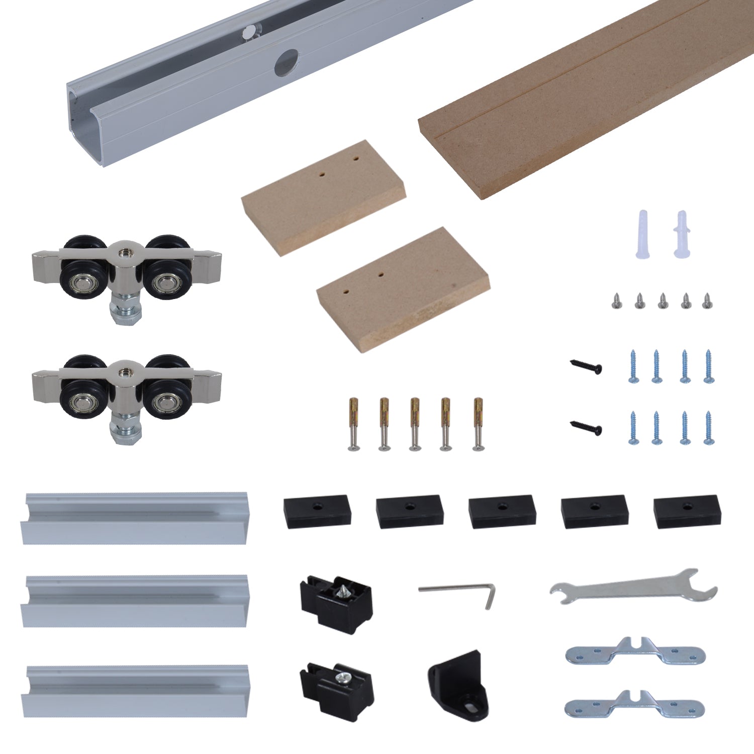 HOMCOM 6.5FT/2000mm Modern Sliding Barn Door Closet Hardware Track Kit Aluminium Track System Unit For Single Wooden Door 