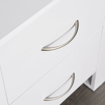 HOMCOM Bedside Table with 2 Drawers, Nightstand with Handles and Elevated Base, Side Table for Bedroom, Living Room, White 