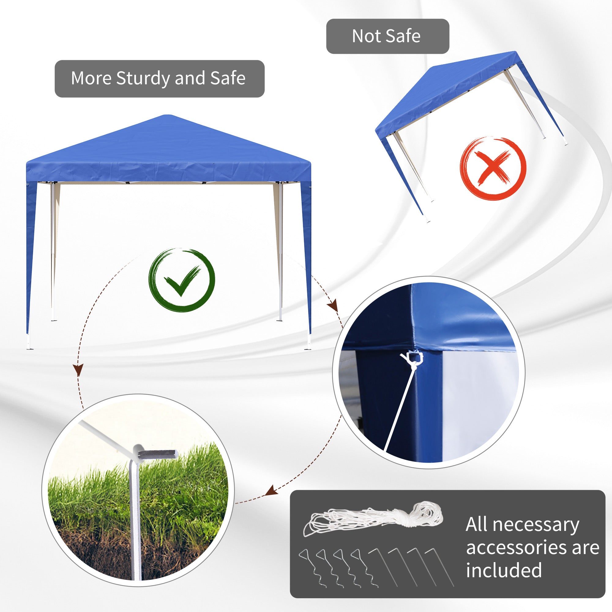 Outsunny 3 x 3M Garden Pop Up Gazebo Height Adjustable Marquee Party Tent Wedding Canopy with Carrying Bag, Blue 