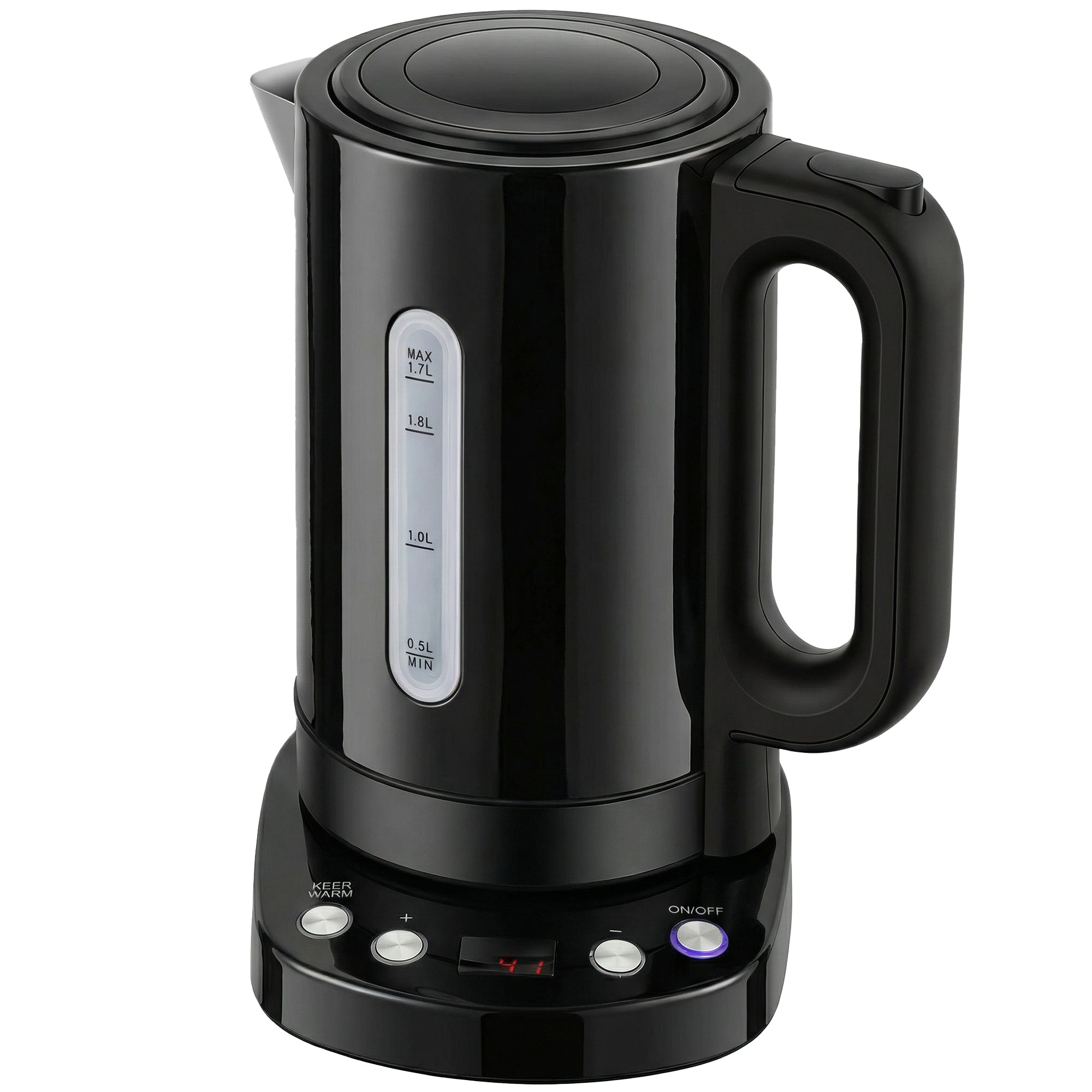 HOMCOM Electric Kettle, 1.7L, Fast Boil, 3kW Water Kettle with UK Strix Thermostat, Keep Warm Function, LCD Base, Black 