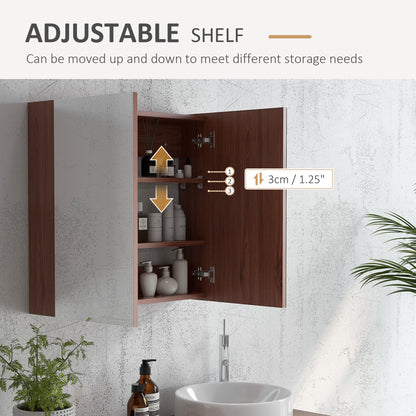 kleankin Double Door Bathroom Mirror Cabinet, Wall Mounted Bathroom Storage Cabinet, Soft Closing, 63L x 60Hcm 