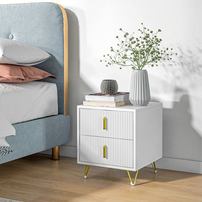 HOMCOM Elegant Chest of Two Drawers - White/Gold-Tone 