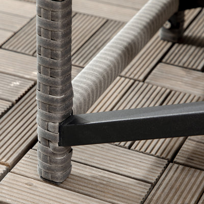 Outsunny Outdoor Coffee Table, Garden PE Rattan Side Table with Plastic Board Under the Full Woven Table Top and X-Shape Frame for Patio, Balcony, Mixed Grey 