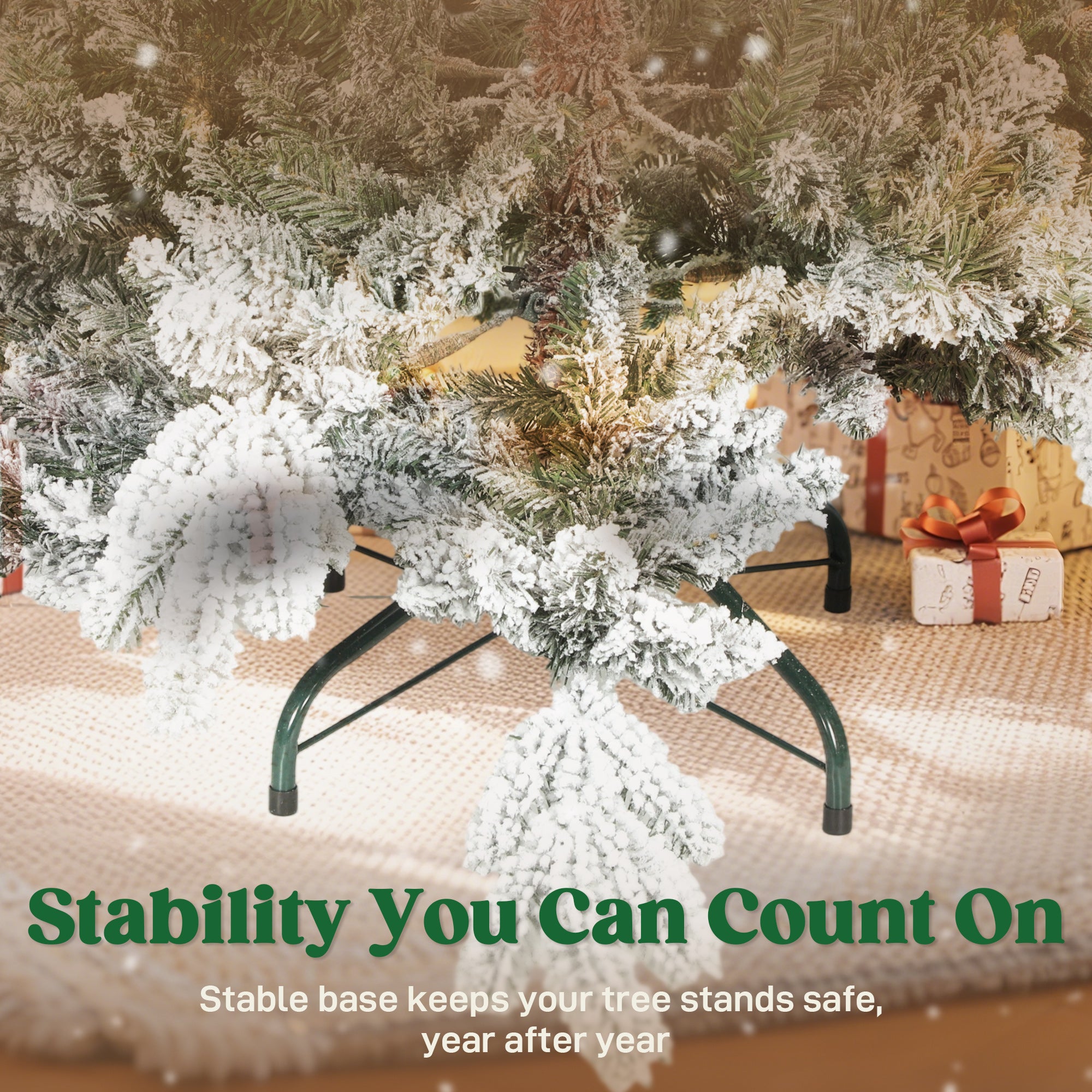 HOMCOM 6ft Super Flocked Christmas Tree - Green/White