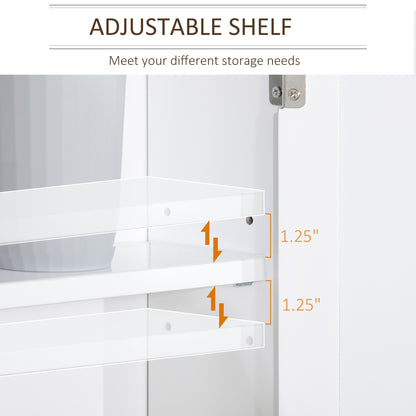 kleankin Bathroom Mirror Cabinet Wall Mounted Storage Cupboard with Double Door and Adjustable Shelf, White 