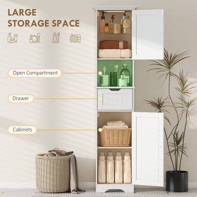 HOMCOM Slim Bathroom Storage Cabinet, with Sensor Lights - White 