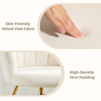 HOMCOM Velvet-Feel Lotus Petal Accent Chair - Cream 