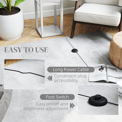 HOMCOM Floor Lamp with Shelves and 3 Brightness Levels - White 