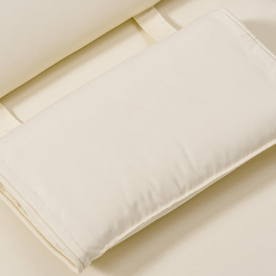 Outsunny Garden Sun Lounger Cushion Replacement Thick Sunbed Reclining Chair Relaxer Pad with Pillow - Cream White 
