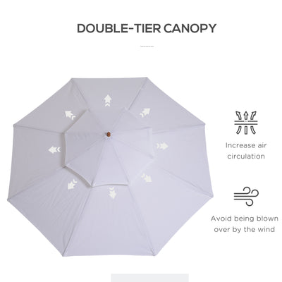 Outsunny 2.7m Elegant Wooden Frame Parasol Umbrella - Cream White 