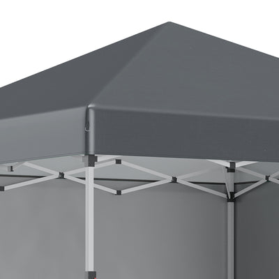Outsunny 3 x 3 (M) Pop Up Gazebo, UPF 30+ with 2 Sidewalls, Leg Weight Bags and Wheeled Bag, Height Adjustable Party Tent Event Shelter for Garden, Patio, Dark Grey 
