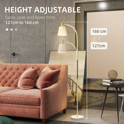 HOMCOM Floor Lamp for Living Room, Spotlight Reading Standing Lamp with Adjustable Height, Rocker on/off Switch, Indoor Task Lighting for Bedroom, Office,  White (Bulb not Included) 