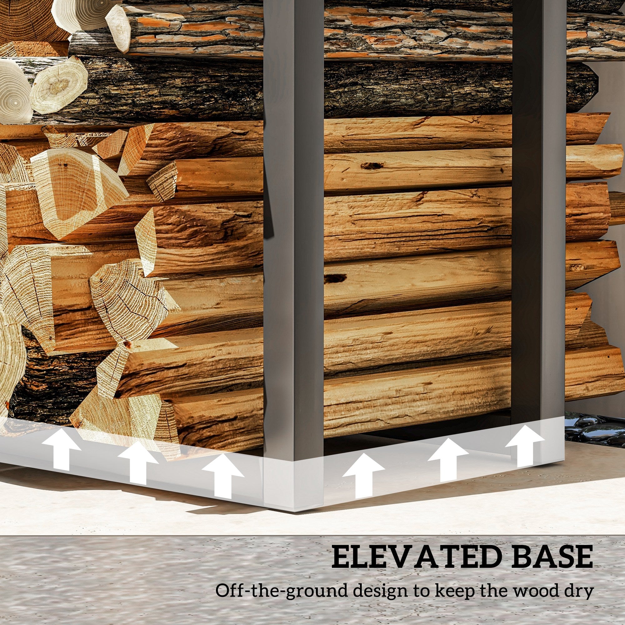 Outsunny 40-65/100-150cm Adjustable Metal Firewood Log Holder 