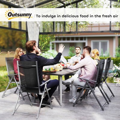 Outsunny Garden Table, Outdoor Dining Table for 6 People, 160 x 90 x 74 cm, with Rust Resistant Metal Frame, WPC Top, for Balcony, Terrace, Dark Grey 
