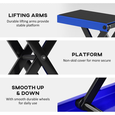 DURHAND 500KG Motorcycle Lift Scissor Jack, Height Adjustable Motorbike Stand with Anti-Slip Wide Deck, Heavy Duty Steel Motorbike Repair Lift Hoist Stand for Home Garage, Blue 