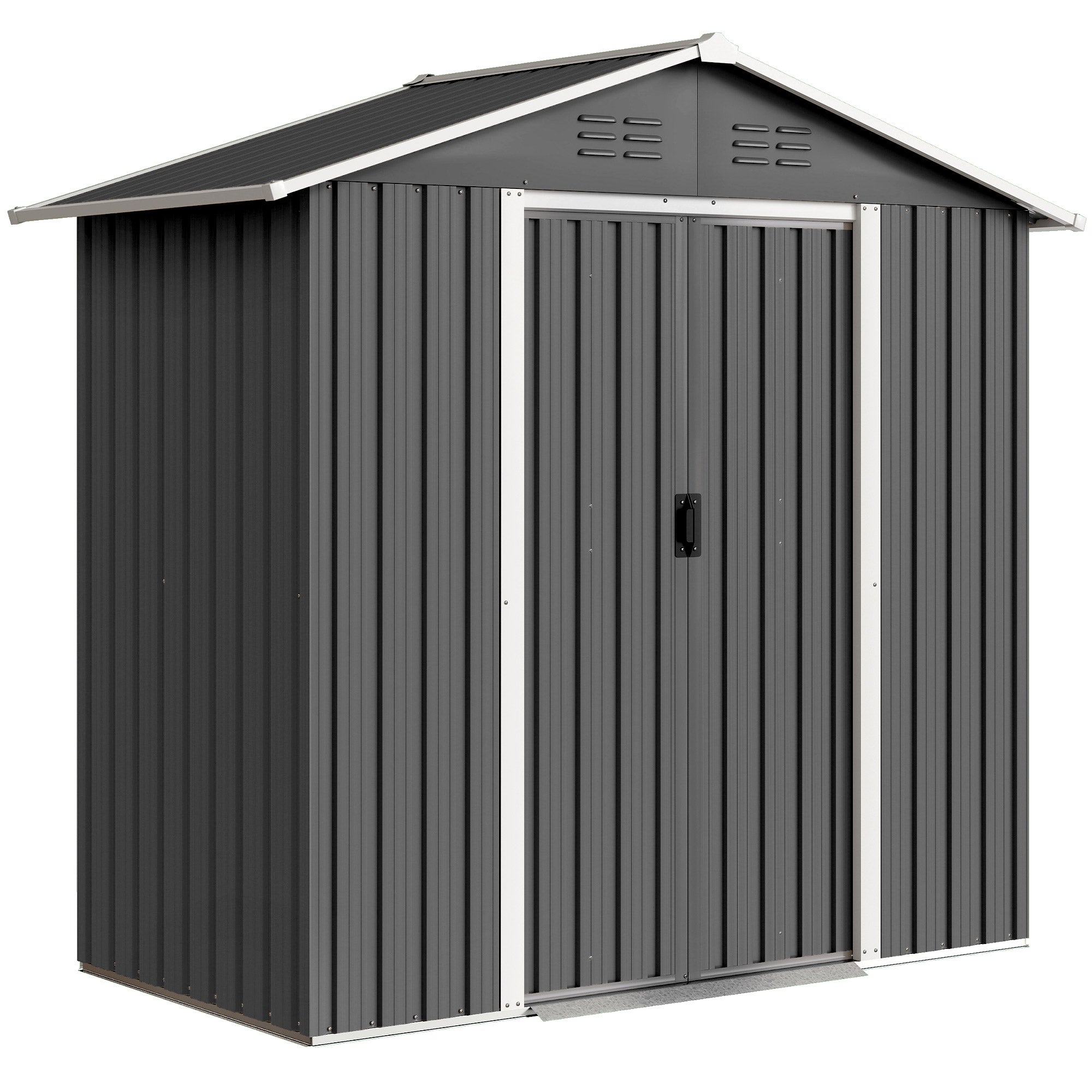 Outsunny 6.5 x 3.5ft Metal Garden Storage Shed - Dark Grey 