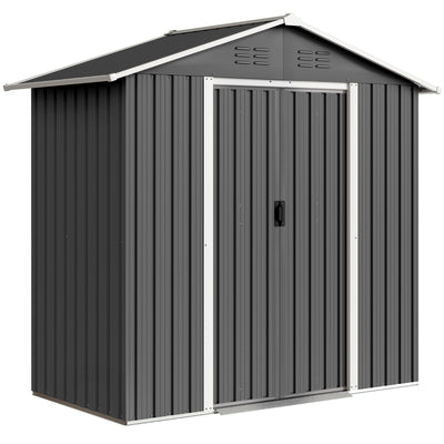 Outsunny 6.5 x 3.5ft Metal Garden Storage Shed - Dark Grey 