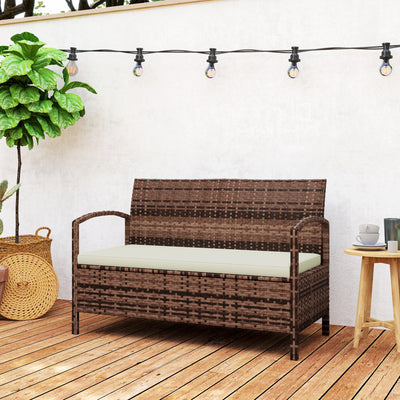 Outsunny 125L Storage Garden Bench, with Cushion - Brown 