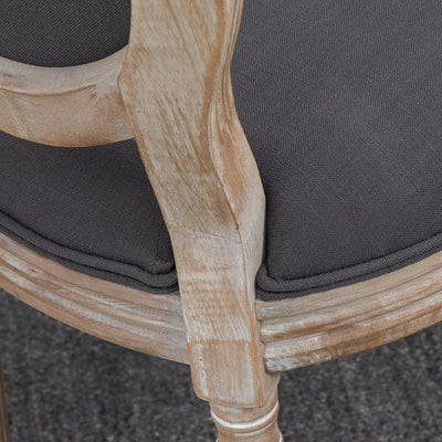 HOMCOM Set of Two French-Inspired Wooden Dining Chairs - Grey 