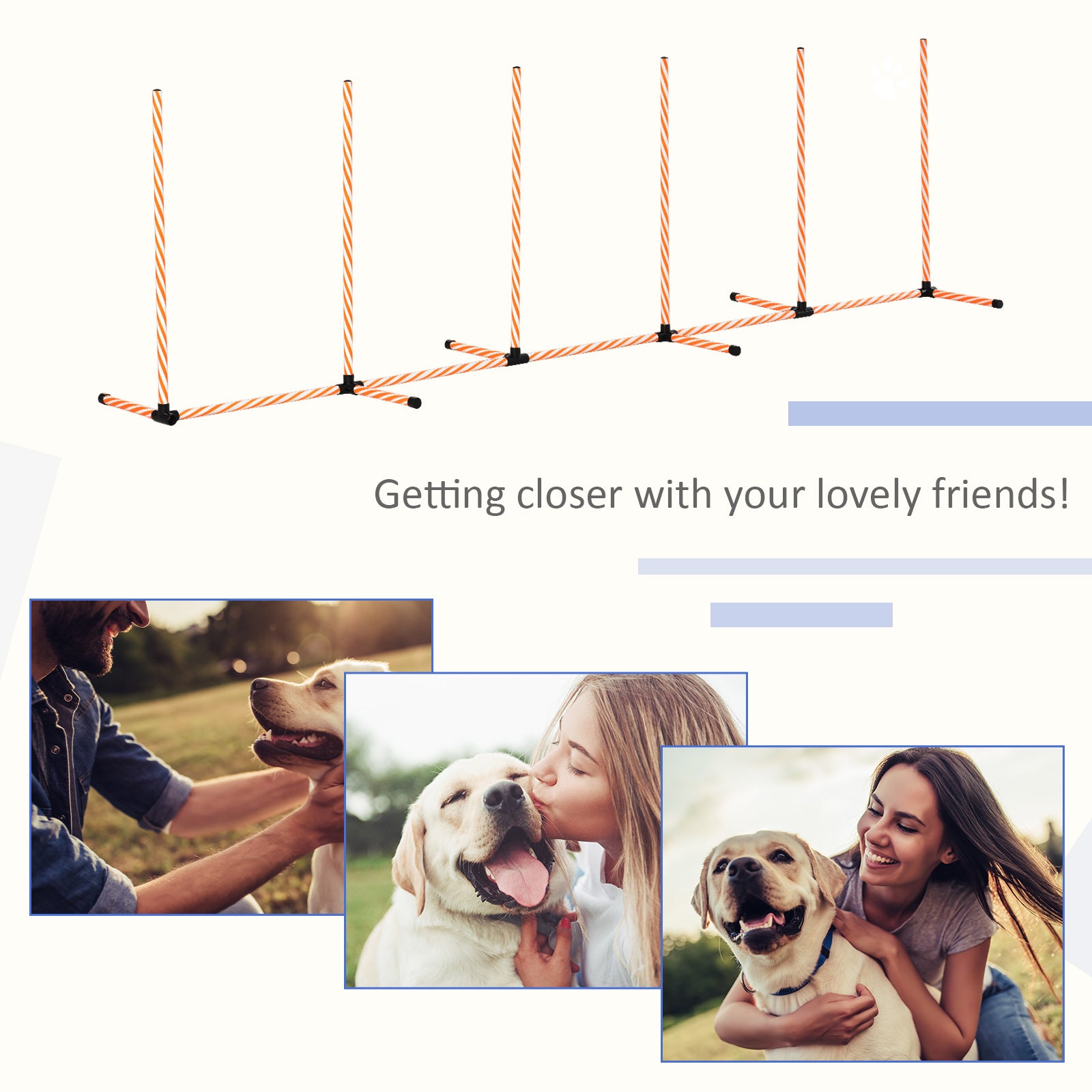 PawHut Dog Agility Equipment Pet Outdoor Training Play Run Obstacle w/ 6 Weaves Poles Whistle Carrying Bag 