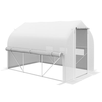 Outsunny 3 x 2(m) Walk-in Polytunnel Greenhouse, Zipped Roll Up Sidewalls, Mesh Door, 6 Mesh Windows, Tunnel Warm House Tent with PE Cover, Complimentary Plant Labels and Gloves, White 