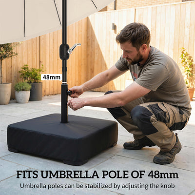Outsunny Garden Parasol Base 80 kg Sand Filled Heavy Duty Stand for Cantilever Umbrellas and 48 mm Poles Black 