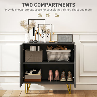 HOMCOM Modern Luxe High Gloss Sideboard, with Hairpin Legs - Black 