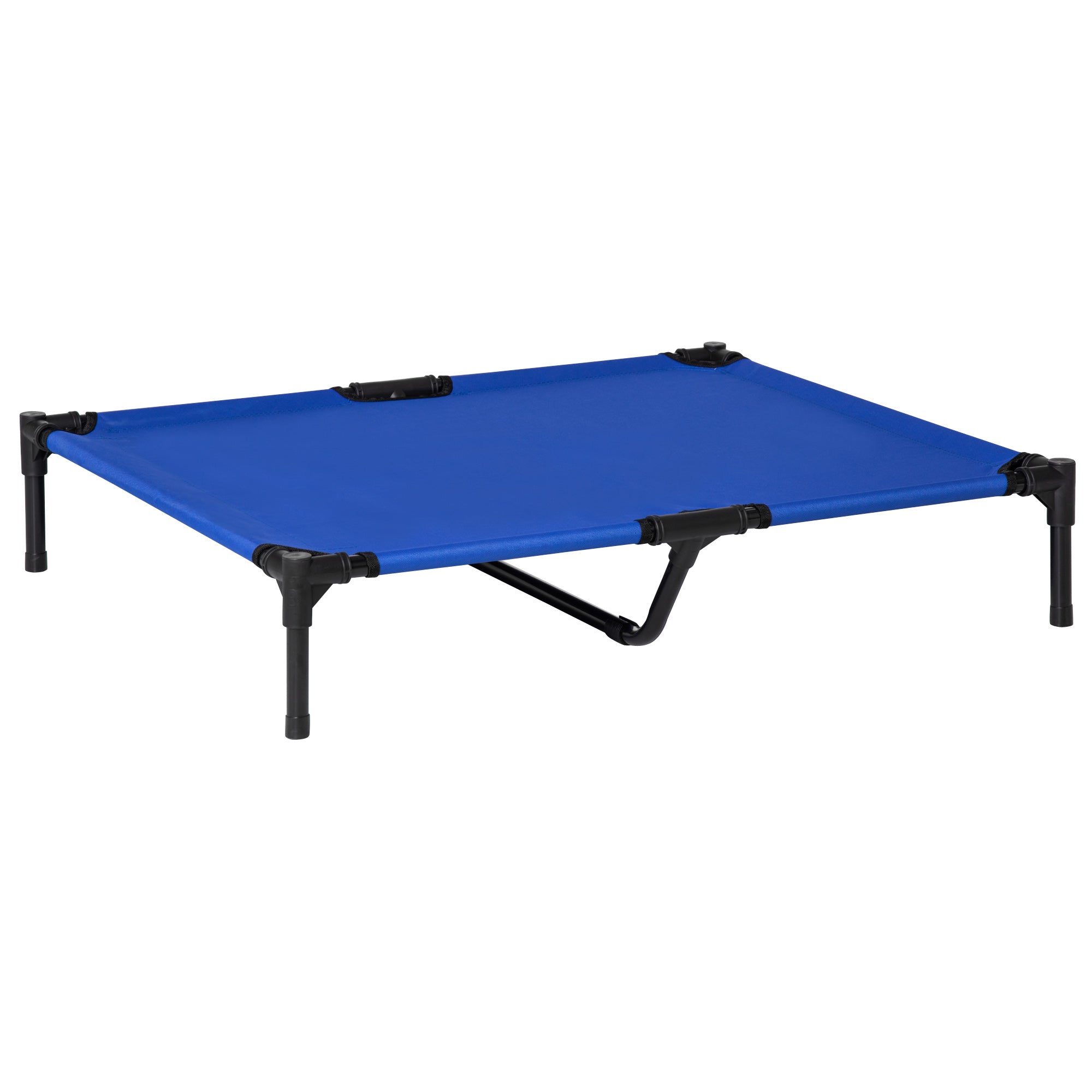 PawHut Raised Dog Bed Cat Elevated Lifted Portable Camping w/ Metal Frame Blue (Large) 