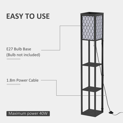 HOMCOM Three-Shelf Standing Lamps Set of 2 - Black 