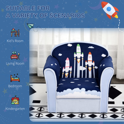 HOMCOM Children Chair Armchair Single Sofa,  50 x 39 x 44cm, for 18M+, Blue 