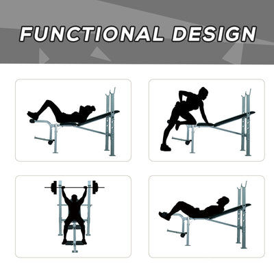 HOMCOM 4-Levels Adjustable Weight Bench Fitness Equipment with Barbell Rack-Black 