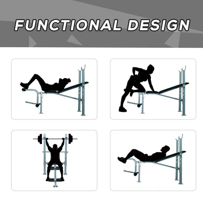 HOMCOM 4-Levels Adjustable Weight Bench Fitness Equipment with Barbell Rack-Black 