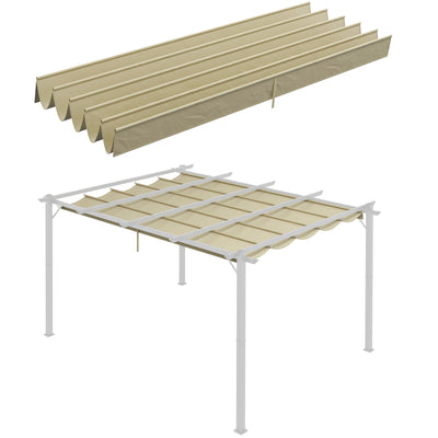 Outsunny Retractable Pergola Shade Cover, Replacement Canopy for 4 x 3 (m) Pergola, Retractable Roof, Beige 