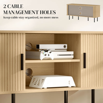HOMCOM TV Stand Cabinet for TVs up to 55 Inches, TV Unit with Storage Shelves and Cupboard for Living Room, Oak Tone 