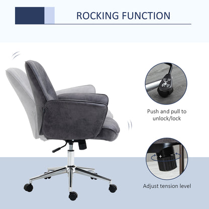 Vinsetto Swivel Computer Office Chair Mid Back Desk Chair for Home Study Bedroom,  Charcoal Grey 
