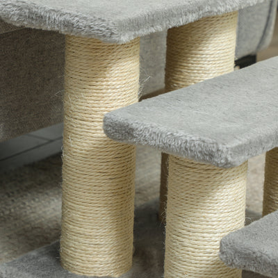PawHut Pet Stairs 3-step Pet Ladder Cat dog Stairs Climb Ladder Cat Tree, Grey 