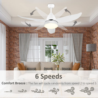 HOMCOM Reversible Ceiling Fan with Light, 3 Blades Indoor Modern Mount White LED Lighting Fan with Remote Controller, for Bedroom, Living Room, White 