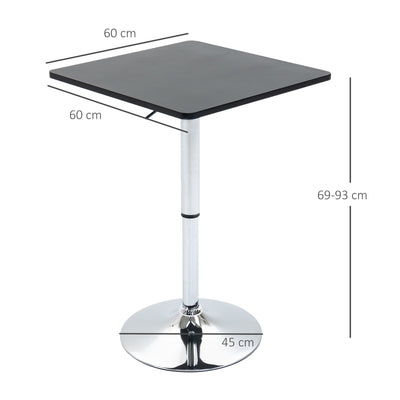 HOMCOM Modern Height Adjustable Counter Bar Table with 360° Swivel Tabletop and Electroplating Metal Base, Pub Desk for Living Room, Kitchen, Restaurant, Pub, Black and Silver 