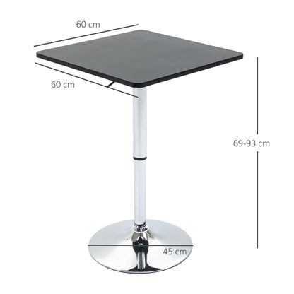 HOMCOM Modern Height Adjustable Counter Bar Table with 360° Swivel Tabletop and Electroplating Metal Base, Pub Desk for Living Room, Kitchen, Restaurant, Pub, Black and Silver 