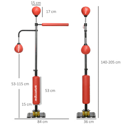 SPORTNOW Boxing Bag, Freestanding Punching Bag, with Reflex Bar, Speed Balls, Red 