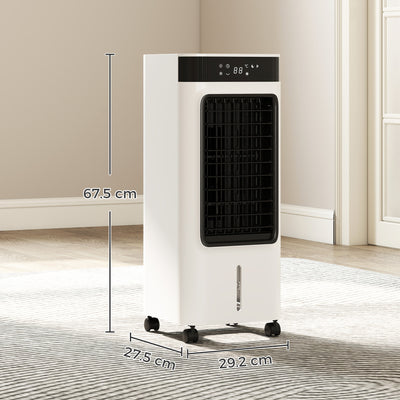 HOMCOM Portable Air Cooler, 3-In-1 Evaporative Air Cooler with 7 Litre Water Tank, 48° Oscillation, White 
