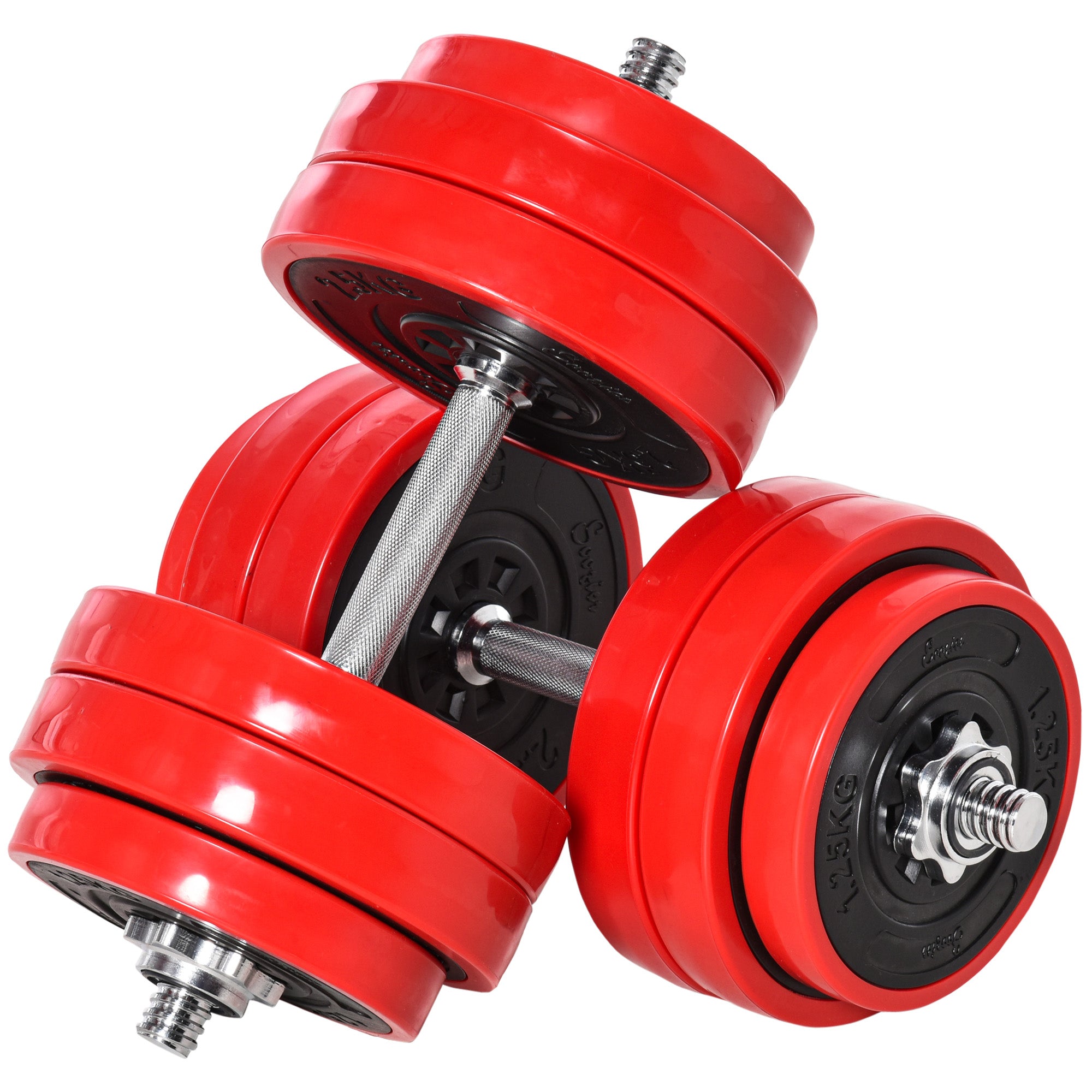 HOMCOM 30KGS 2-In-1 Dumbbell & Barbell Adjustable Set Strength Muscle Exercise Fitness Plate Bar Clamp Rod Home Gym Sports Area 