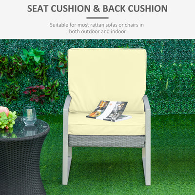 Outsunny Set of 2 Garden Seat and Back Cushion Set, Replacement Cushions for Outdoor Furniture with Seat Cushion and Back Cushion, Cream White 
