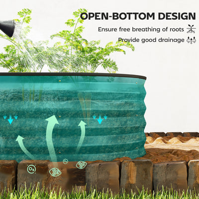 Outsunny Set of Two 150 x 60cm Steel Planters - Green 
