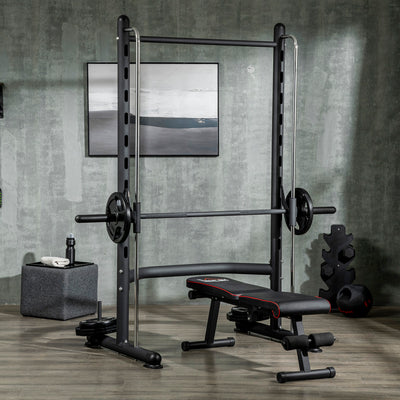 HOMCOM Adjustable Squat Rack, with Pull Up Bar, Barbell Bar for Home Gym 