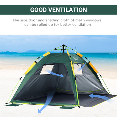 Outsunny Beach Tent for 1-2 Person Pop-up Design with 2 Mesh Windows & 2 Doors Dark Green 