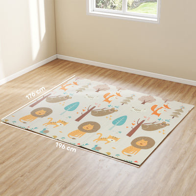AIYAPLAY Baby Play Mat, Double Sideded Foldable Kids Crawling Mat, Reversible & Waterproof, Animal 