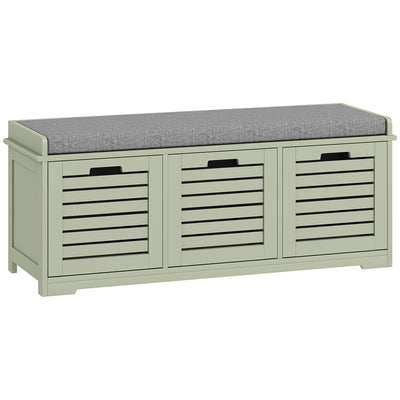 HOMCOM 3-Drawer Shoe Storage Bench - Green 