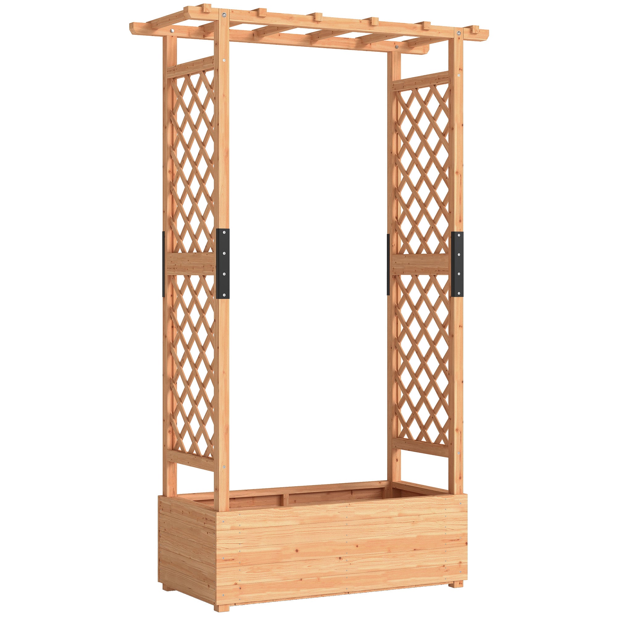 Outsunny Fir Wood 110 x 44 cm Planter and Trellis Garden Bed 