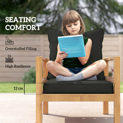 Outsunny Seat and Back Padded Cushion Set, CUSHION ONLY - Black 